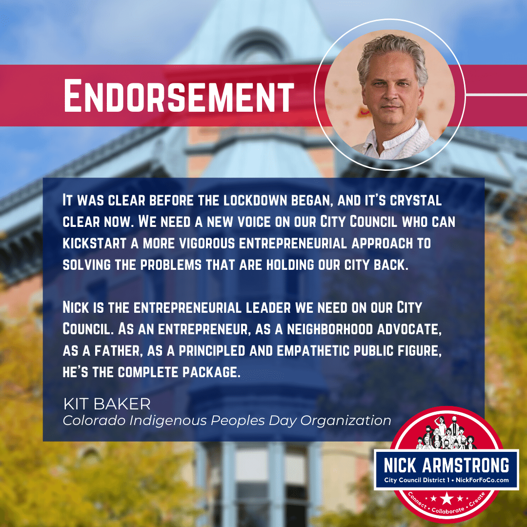 Kit Baker Endorses Nick Armstrong for District 1